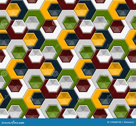 Hexagons And Triangles Seamless Pattern Vector Geometric Abstra Stock