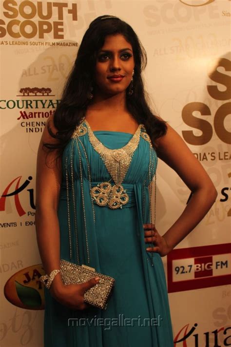 Tamil Actress Iniya Hot Images In Blue Sleeveless Long Dress