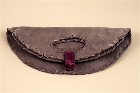 Grey Leather Oval Shape Bag Folded Clutch Purse Etsy