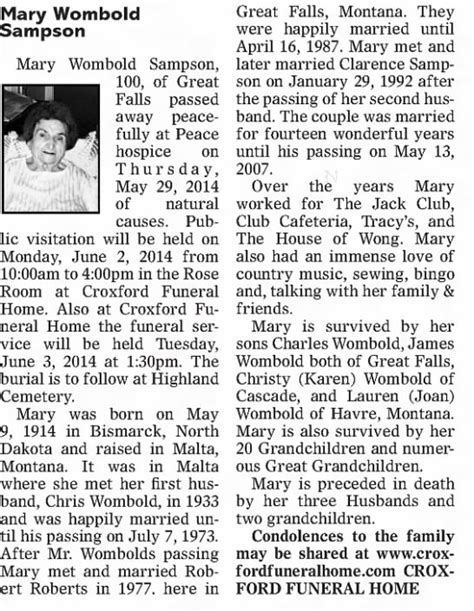 Great Falls Tribune Obituary