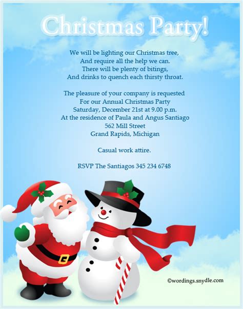 Christmas Party Invitation Wordings Wordings And Messages