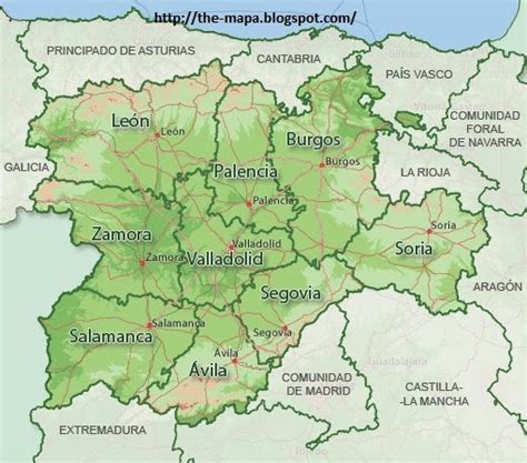 Mapa De España Geografía Política Mapa De Castilla Y León Político