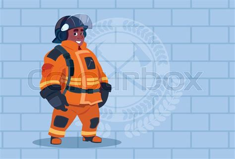 African American Fireman Wearing Stock Vector Colourbox
