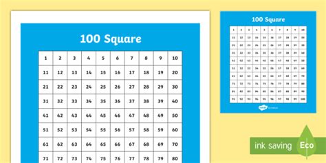 100 Square Hundred Square Maths Resource Twinkl