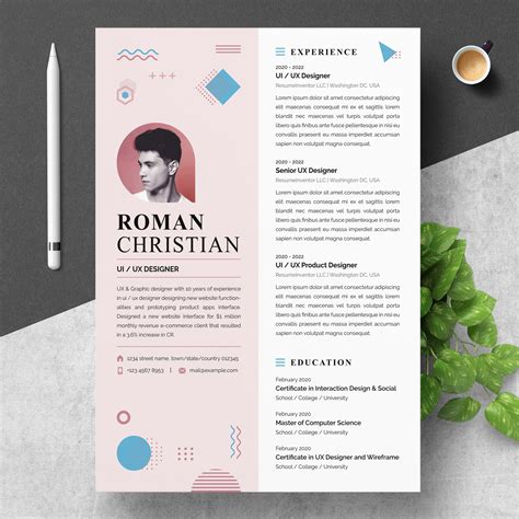 Creative Resume Template For Word Cv Template Modern Word Etsy Canada