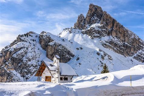 The Falzarego Pass In The Dolomites A Cold Autumn Day Stock Photo