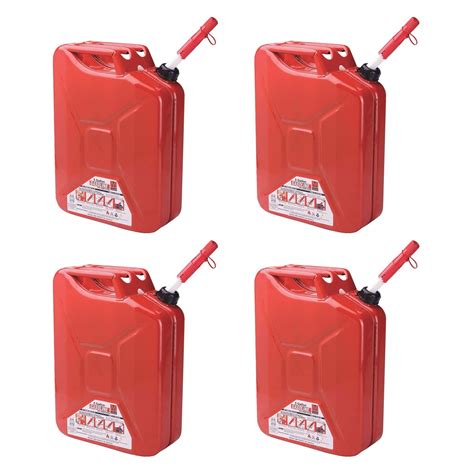 Midwest Can 5 Gallon Metal Gas Can with Quick Flow Spout, Red, Pack of