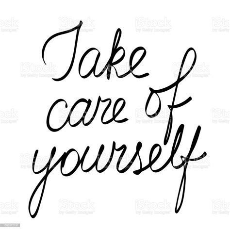 Take Care Of Yourself Phrase Editable Hand Drawn Vector Lettering Stock