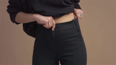 Closeup Of Woman S Waist Hand Touching Pants Stock Footage Sbv
