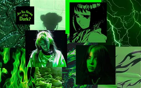 Green Grunge Billie Eilish Aesthetic Laptop Wallpaper Dark Green