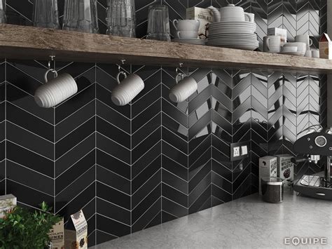 Black Tiles Design For Kitchen