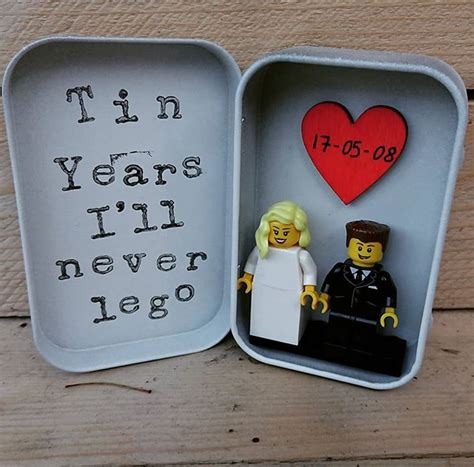 Celebrate your 10 year anniversary with an ethically sourced diamond jewelry piece. LEGO® Wedding Tin Design, Tin Years, I'll never lego, 10 ...