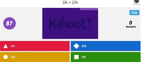 Each question has 2 to 4 possible answers and the student has to select the correct one, questions are usually associated with. Kahoot Right Answer Screen