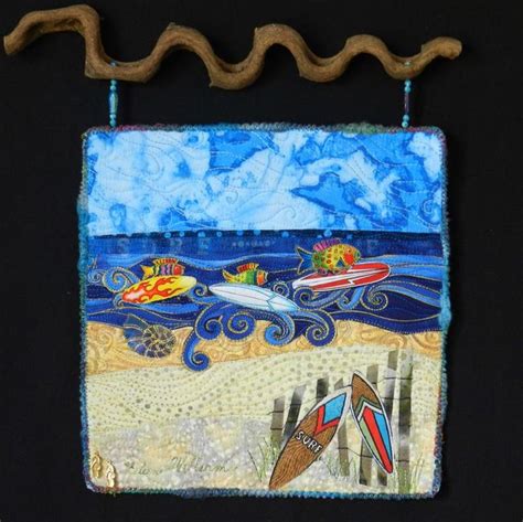 Surf School Fiber Art By Eileen Williams Fiber Art Quilts Art