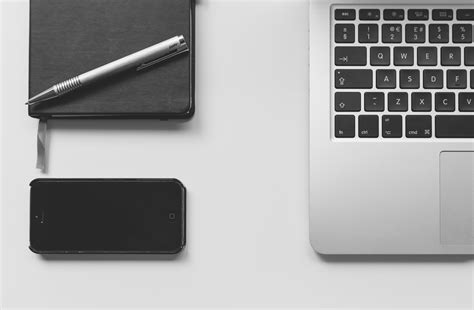 Free Images Laptop Iphone Desk Macbook Mobile Black And White