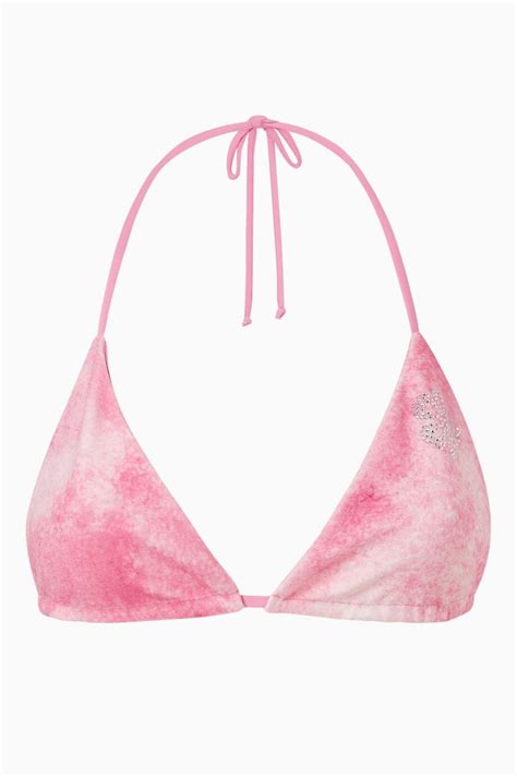 Shop Frankies Bikinis Pink Tia String Bikini Top In Stretch Terry For
