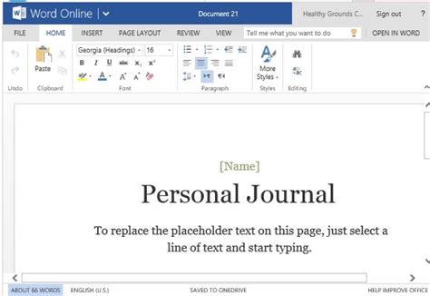 Personal Journal Template For Word Online