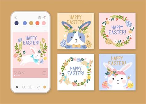 Free Vector Hand Drawn Easter Instagram Posts Collection