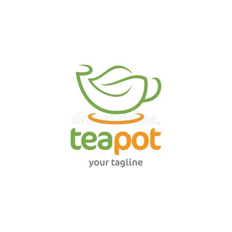 Teapot Logo With Tea Icon Healthy Tea Mono Line Logo Template Stock
