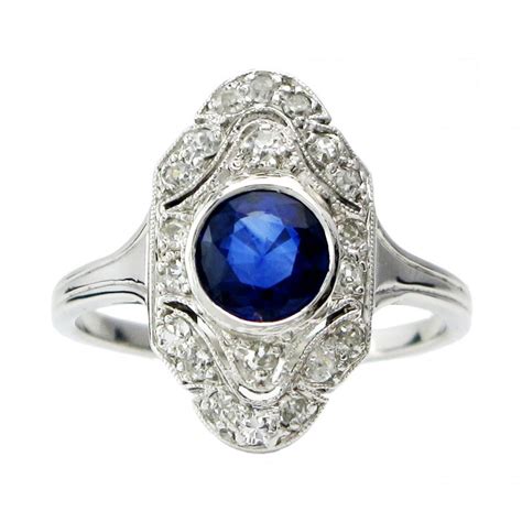Art Deco Sapphire And Diamond Ring Vintage Rings 2449176 Weddbook