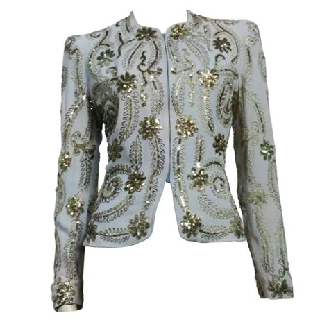 40s Steel Blue Crepe Evening Jacket With Floral Sequins At 1stdibs