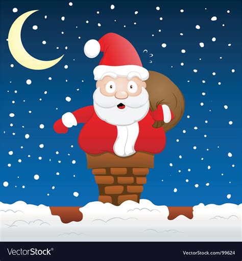 Santa Stuck On Chimney Royalty Free Vector Image