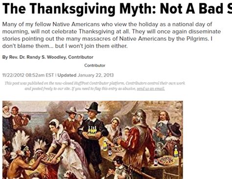 Article The Thanksgiving Myth Not A Bad Start Sunday To Saturday