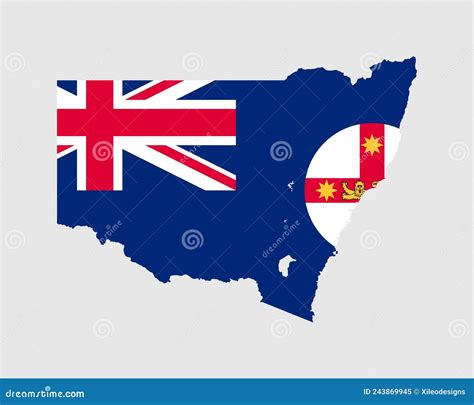 New South Wales Map Flag Map Of Nsw With State Flag Stock Vector