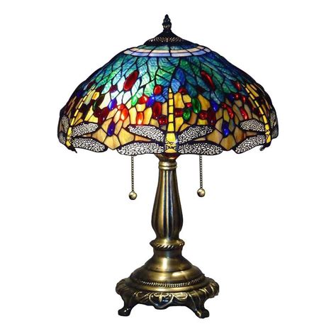Tiffany Style Lamp Blue Stained Glass Table Lamp Shade Bedroom Decor