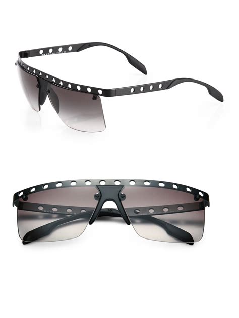 Prada 62mm Perforated Metal Rimless Rectangle Sunglasses In Black For Men Lyst
