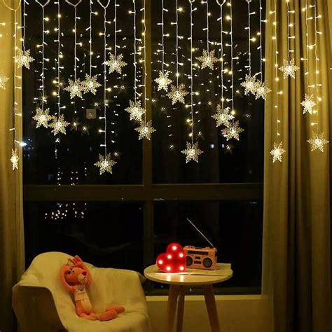 Led Snowflake Window Lights Fairy String Light Holiday Decor Etsy
