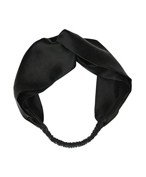 100 Mulberry Silk Head Wrap Elastic Headband Black Headbands