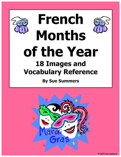 French Calendar Months Of The Year Vocabulary Images Teaching Resources