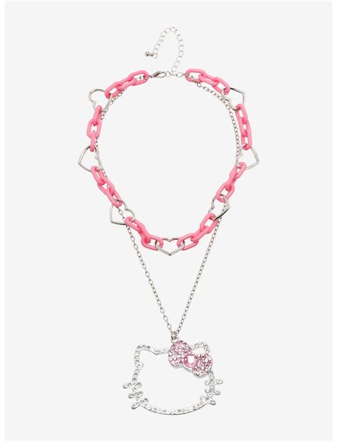 hello kitty bling pendant chunky chain necklace hot topic