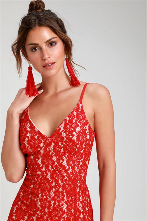 Sexy Lace Dress Red Lace Dress Red Lace Bodycon Dress Lulus