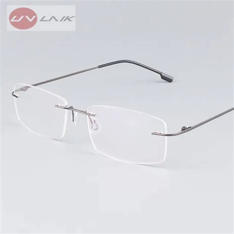 uvlaik classic mens pure titanium rimless glasses frames myopia optical frame ultra light