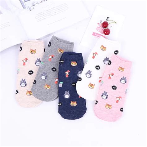 Women Cute Patterend Ankle Socks Hipster Fashion Cartoon Character Cute