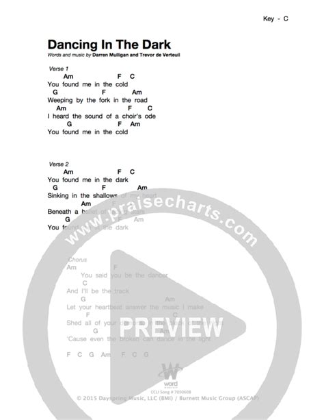 Dancing In The Dark Chords Pdf We Are Messengers Praisecharts