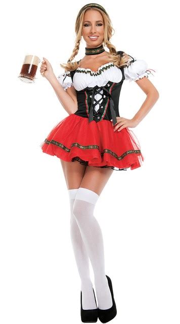 adult women german traditional oktoberfest festival red beer girl costume wench fancy dress size