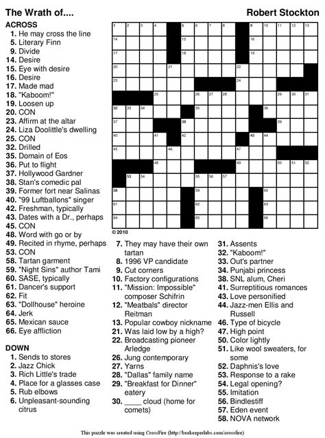 Fill In Crossword Puzzles Printable Printable Crossword Puzzles