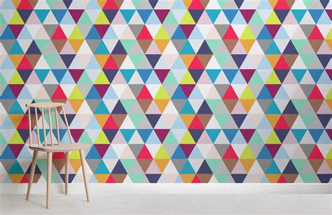Multi Colored Geometric Triangles Wallpaper Mural Hovia Geometric