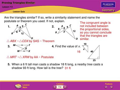 Lesson quiz 1890 and 1930; 7-1: Lesson Quiz Geometry : Http Www Chsd Us Tthompson ...