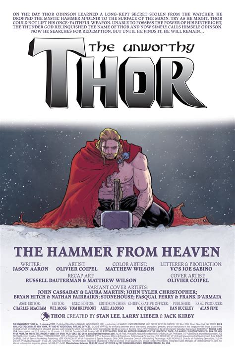 Preview The Unworthy Thor 1 Comic Vine