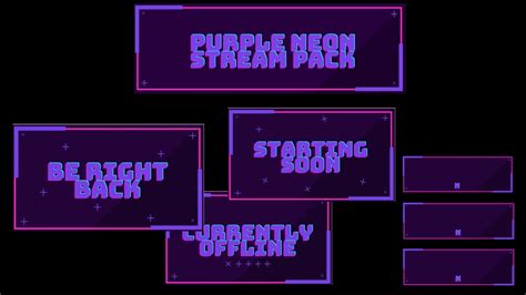Purple Neon Stream Package Neon Purple Twich Panels Purple Overlays