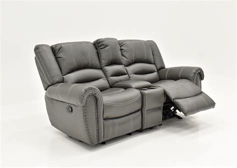Torino Reclining Loveseat With Console Gray Home Furniture