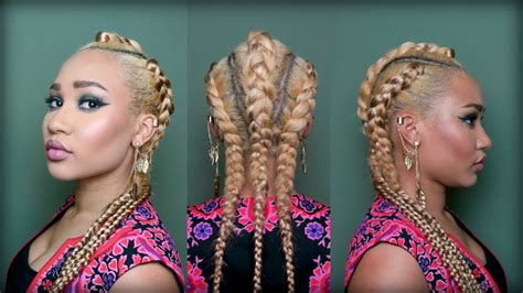 This is a stunning hair idea that will make you stand out from the crowd in style. 3 Blonde Jumbo Cornrows on Natural Hair + Extensions - YouTube