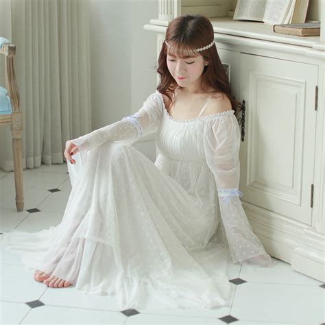 Pure Cotton Vintage Nightgowns Women Autumn Robe Nightie Long Night