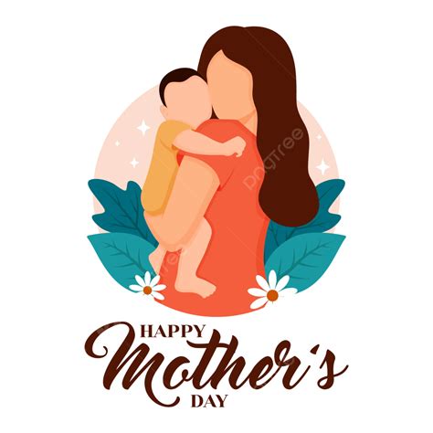 Happy Mothers Day With Mom And Baby Illustration Vector Happy Mothers