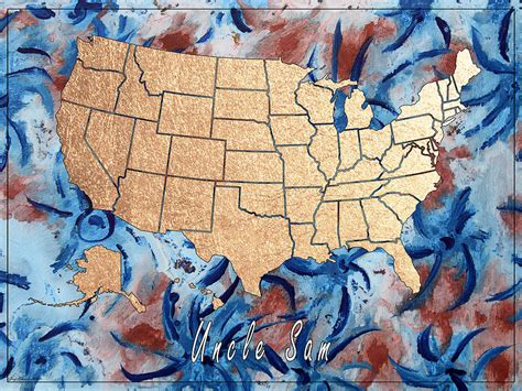 United States Of America Art Map Style 9 Painting By Greg