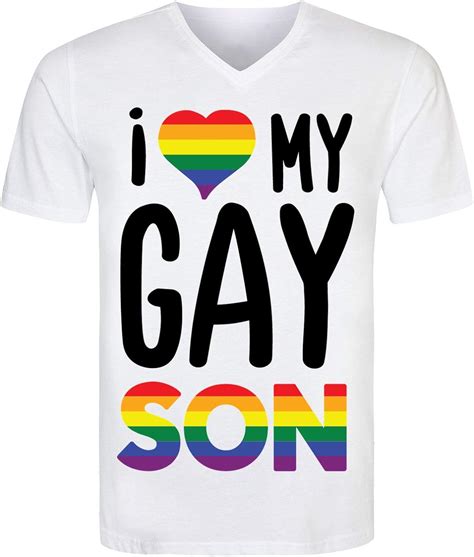 Lgbt I Love My Gay Son Mens T Shirt V Neck Herren Tshirt Xx Large
